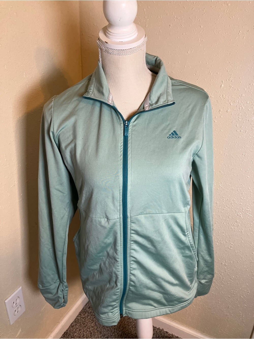 adidas Light Mint Zip-Up Crewneck Jacket size Medium